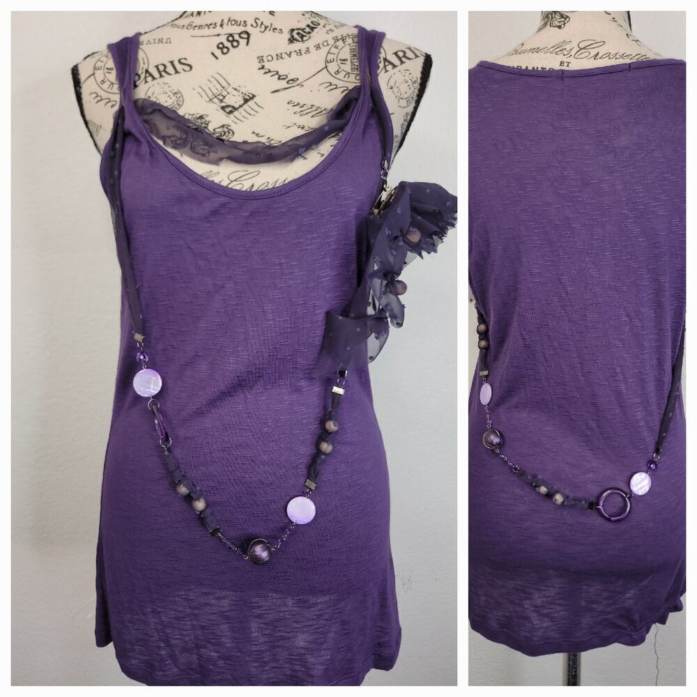 Vintage Y2K Charlotte Russe Tank Top SZ M Cami Embellished 90s Fairy Grunge